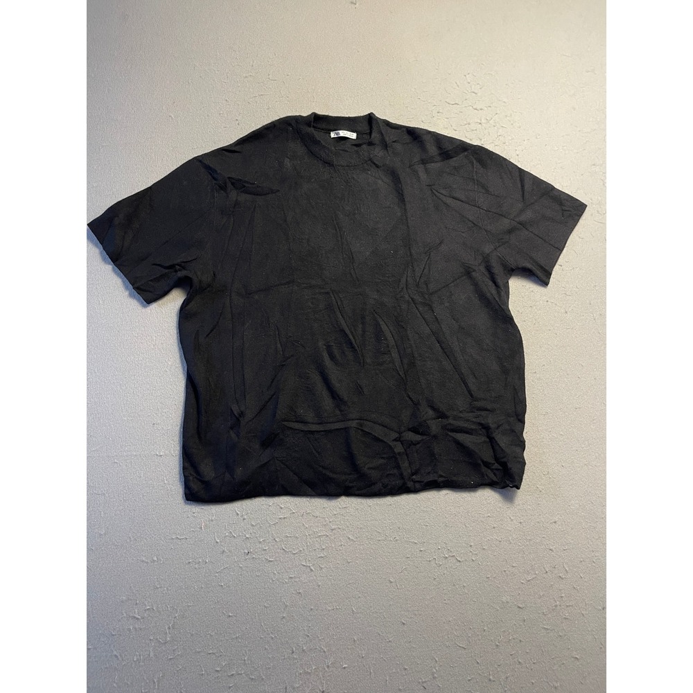 Zara Knit T-Shirt Fine Gauge Black Large Large Mens